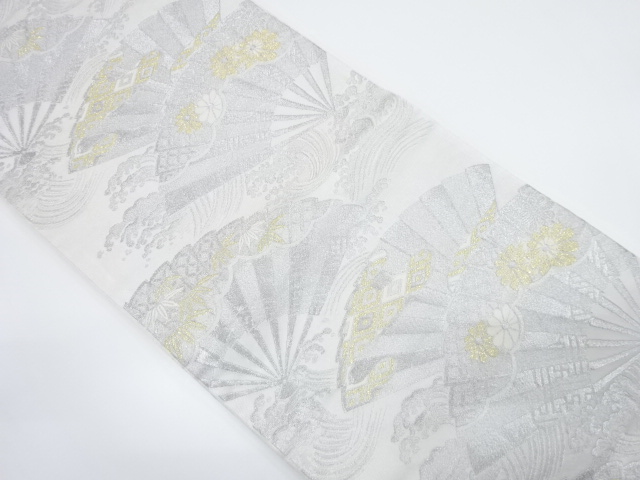 JAPANESE KIMONO / ANTIQUE FUKURO OBI / WOVEN FLORAL PLANTS